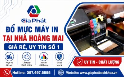 Banner đổ mực máy in tại nhà Hoàng Mai