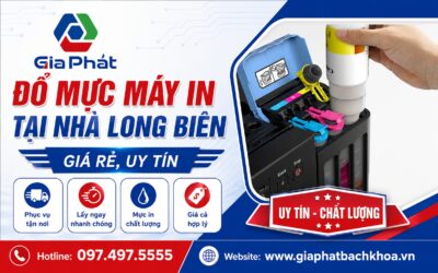 Banner đổ mực máy in tại nhà Long Biên